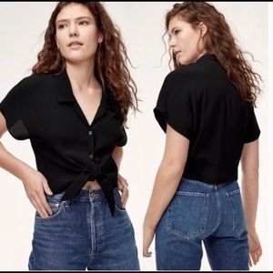 Wilfred Aritzia Front Tie Shirt Blouse